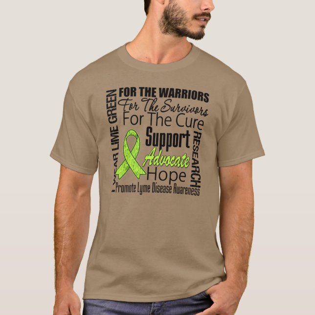 Lyme Disease I Wear Lime Green Ribbon Tribute T-Shirt (Front)