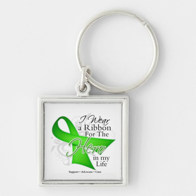 Lyme Disease Ribbon Hero in My Life Key Ring (Front)