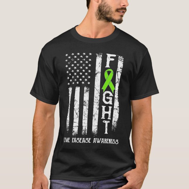 Lyme Disease Warrior US Flag T-Shirt (Front)