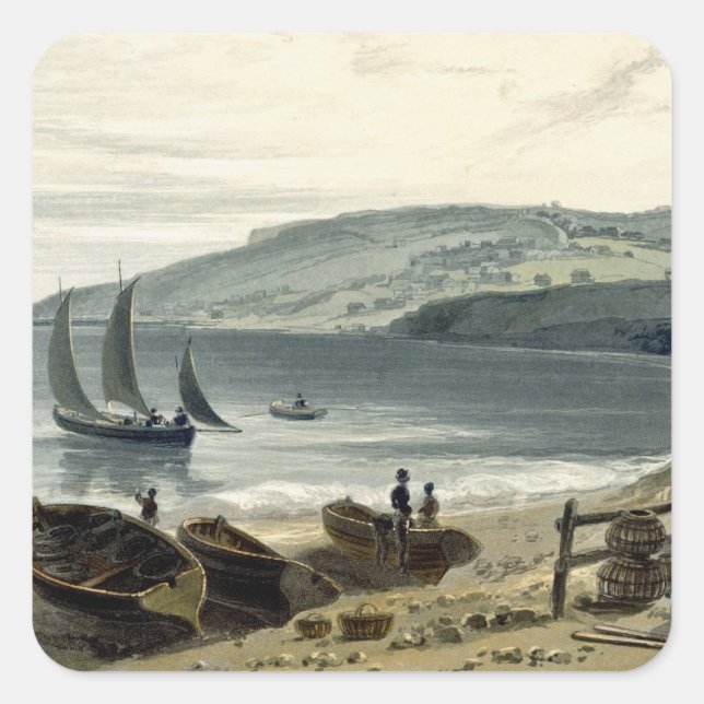 Lyme Regis, from Charmouth, Dorset, from 'A Voyage Square Sticker (Front)
