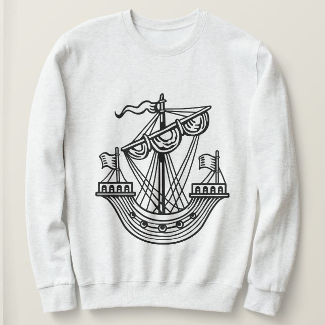Lymphad (Heraldic Ship) - Black T-Shirt Sweatshirt (Design Front)