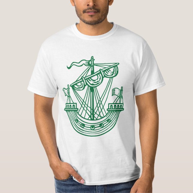 Lymphad (Heraldic Ship) - Forest Green T-Shirt (Front)