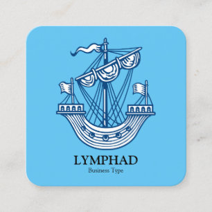 Lymphad (Heraldic Ship) - Indigo Blue on Lt Sky Bl Square Business Card