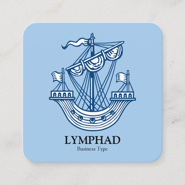 Lymphad (Heraldic Ship) - Indigo Blue Square Business Card (Front)