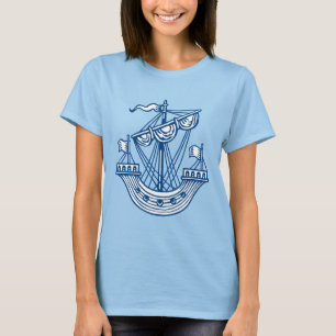 Lymphad (Heraldic Ship) - Indigo Style Blue T-Shirt