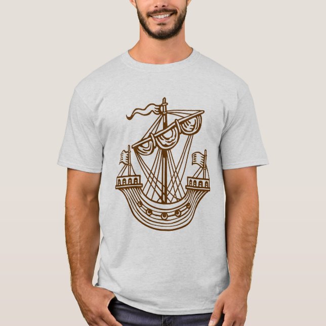 Lymphad (Heraldic Ship) - Walnut T-Shirt (Front)