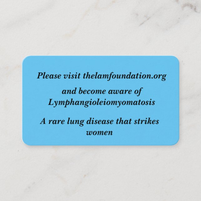 Lymphangioleiomyomatosis  Enclosure card (Front)
