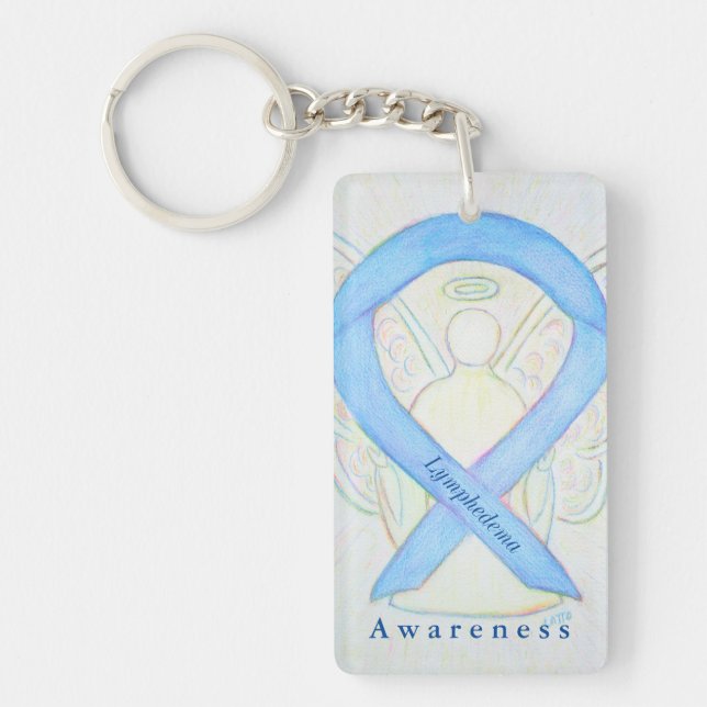 Lymphedema Angel Awareness Ribbon Keychain (Front)