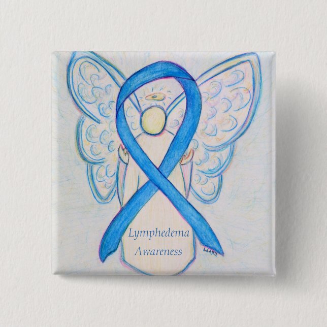 Lymphedema Awareness Angel Ribbon Art Pin (Front)