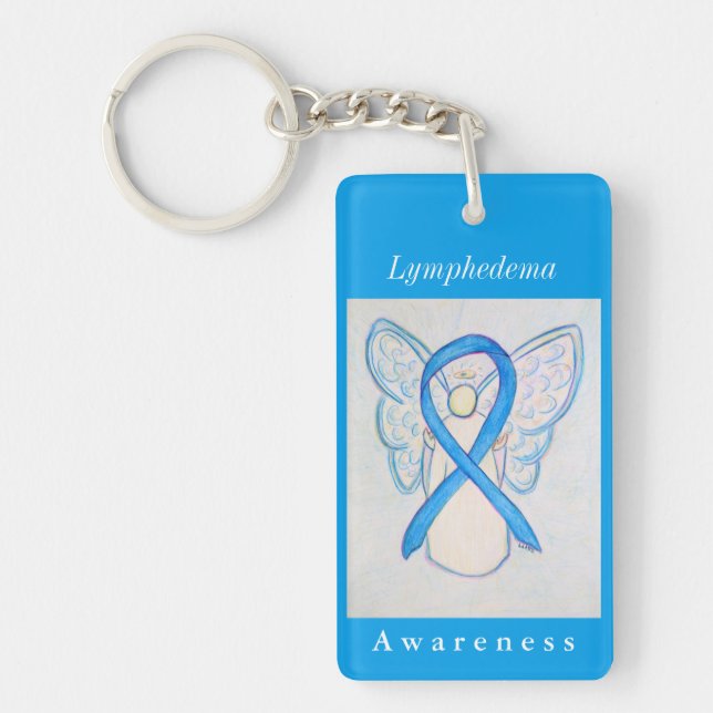 Lymphedema Awareness Ribbon Angel Keychain (Front)