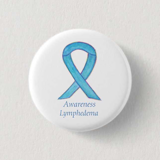 Lymphedema Awareness Ribbon Art Custom Pin (Front)