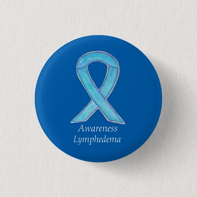 Lymphedema Awareness Ribbon Art Custom Pin (Front)