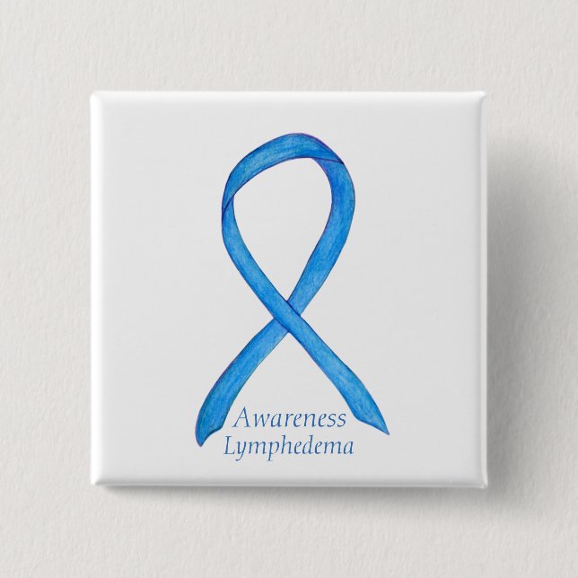 Lymphedema Awareness Ribbon Custom Art Pin (Front)