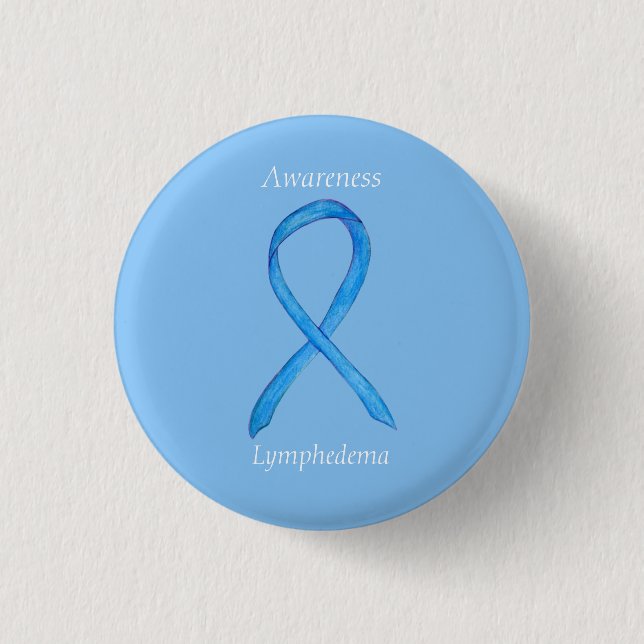 Lymphedema Awareness Ribbon Custom Art Pin (Front)