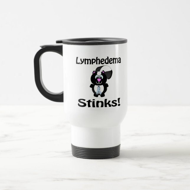 Lymphedema Stinks Skunk Awareness Design Travel Mug (Left)