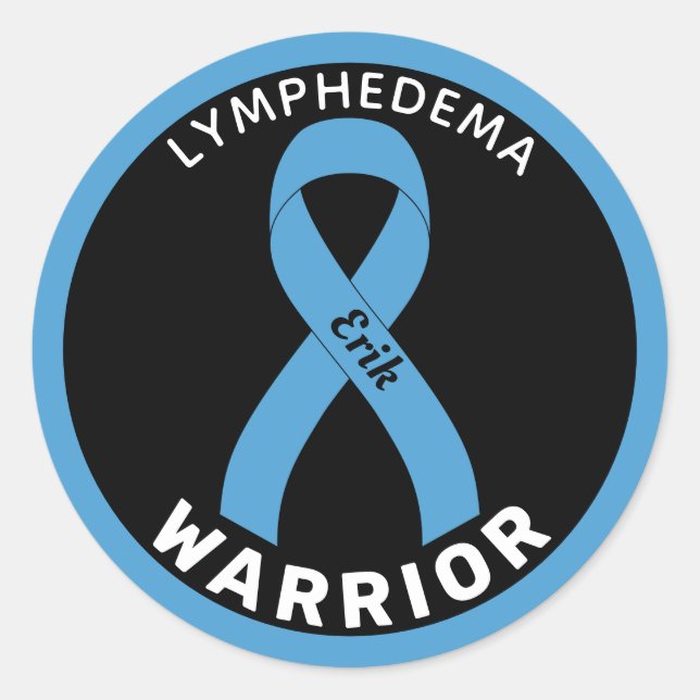 Lymphedema Warrior Ribbon Black Round Sticker (Front)