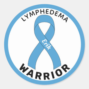 Lymphedema Warrior Ribbon White Round Sticker