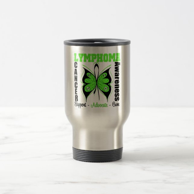 Lymphoma Awareness Butterfly Travel Mug (Center)