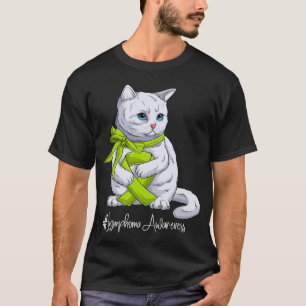 Lymphoma Awareness Month Lime Green Ribbon Cat T-Shirt