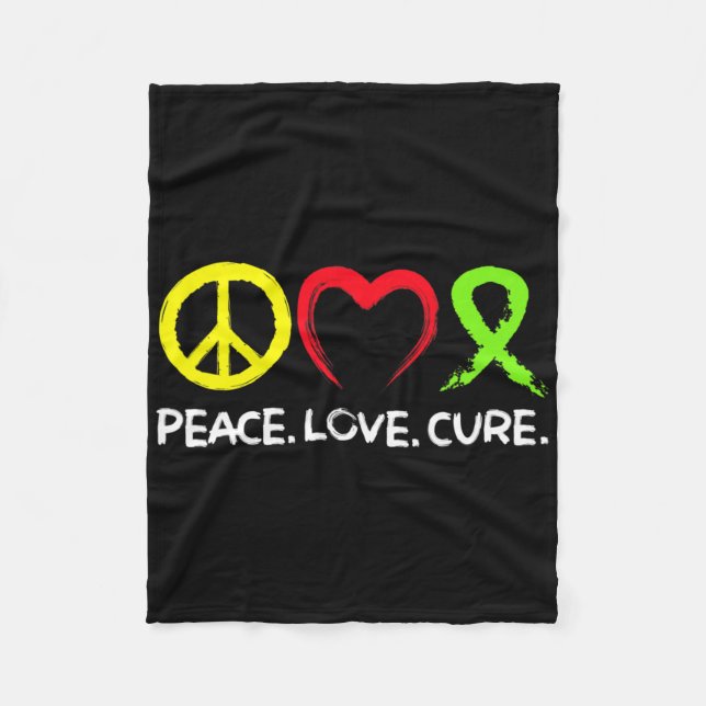 Lymphoma Awareness Peace Love Cure  Fleece Blanket (Front)
