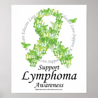 Lymphoma Butterfly Ribbon Poster