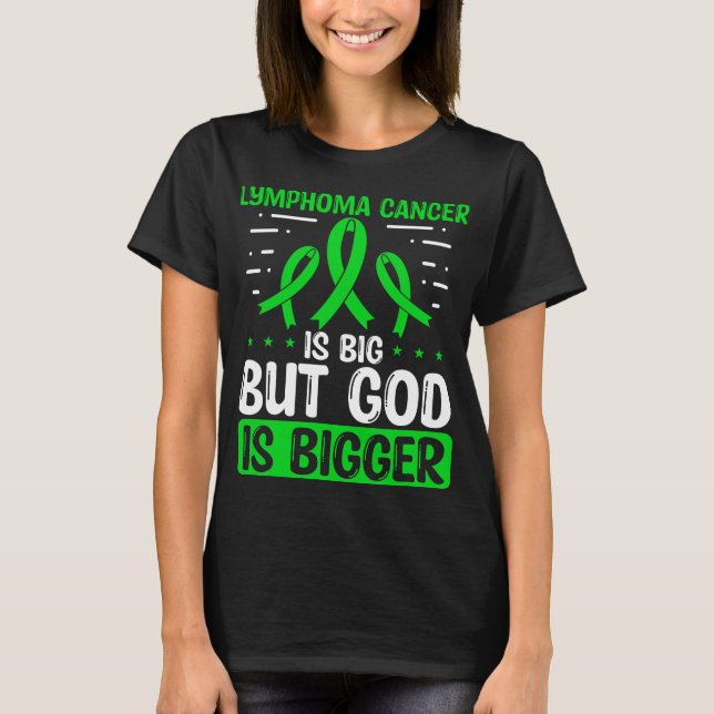 Lymphoma Cancer Awareness God Cancer Ribbon T-Shirt (Front)