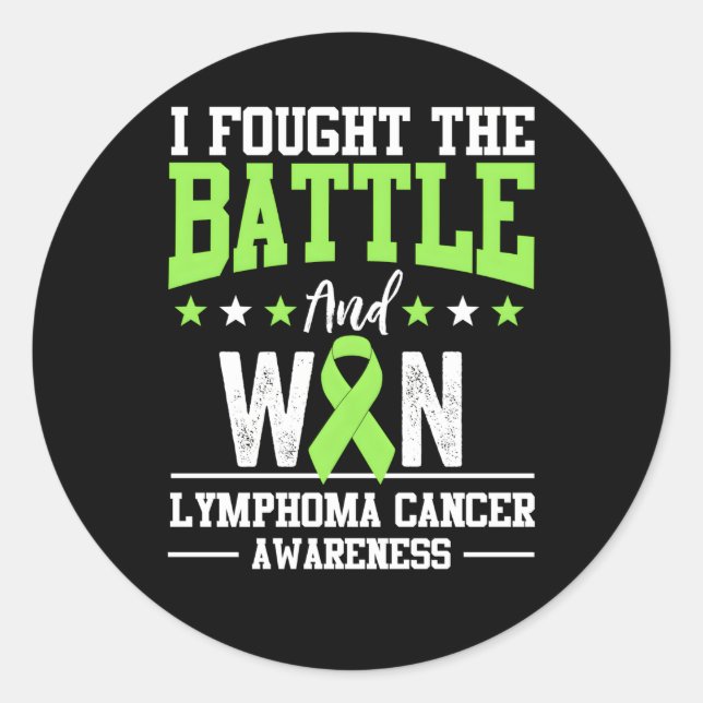 Lymphoma Cancer Awareness Survivor Lime Green Ribb Classic Round Sticker (Front)