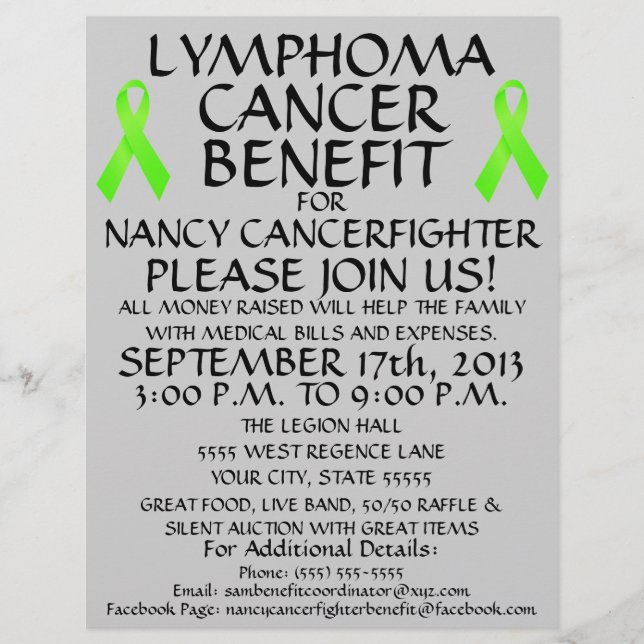 Lymphoma Cancer Fighter Benefit Flyer (Front)