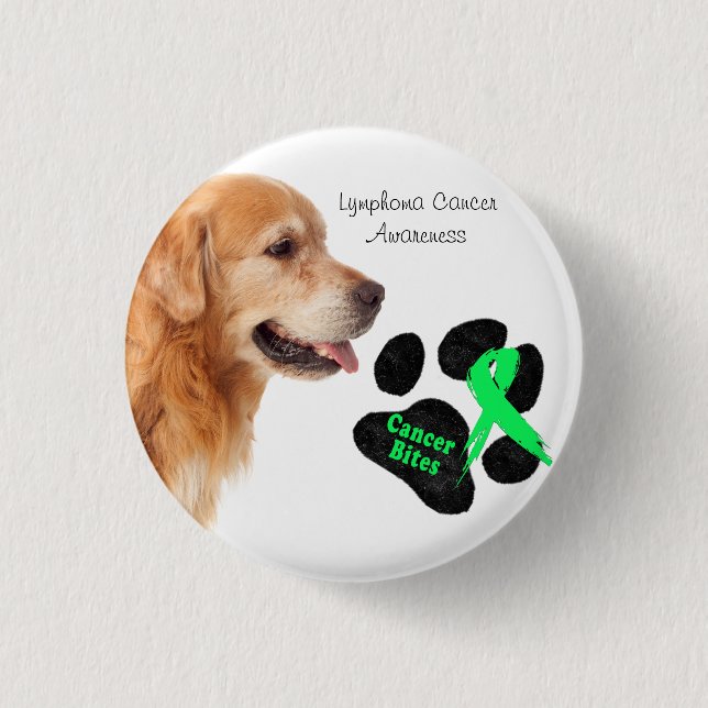 Lymphoma Cancer in Dogs Awareness  Button (Front)