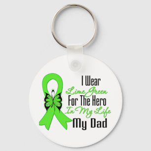 Lymphoma Cancer Ribbon My Hero My Dad Key Ring