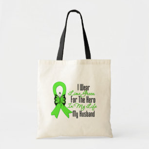 Lymphoma Cancer Ribbon My Hero My Husband Tote Bag