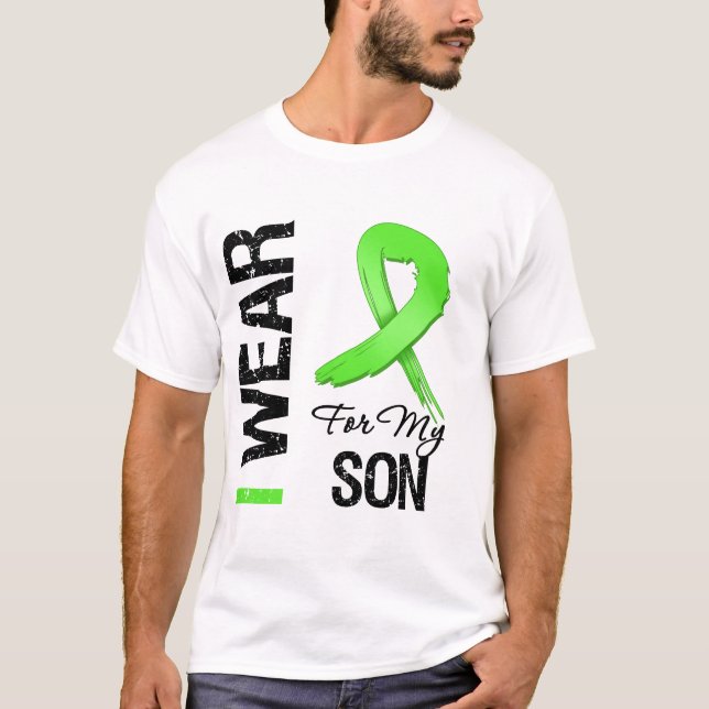 Lymphoma I Wear Lime Green Ribbon For My Son T-Shirt (Front)