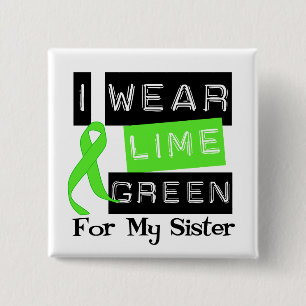 Lymphoma Lime Green Ribbon Sister 15 Cm Square Badge