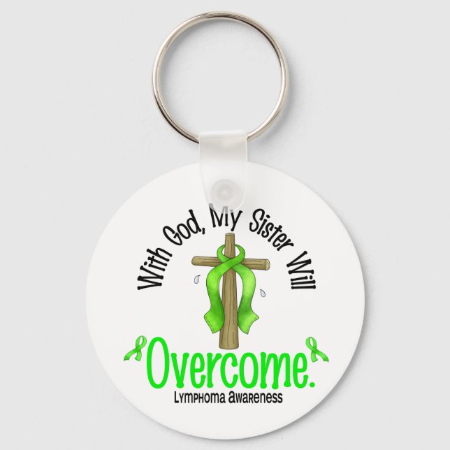Lymphoma With God My Sister Will Overcome Key Ring (Front)