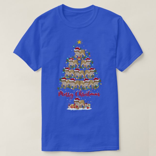 Lyn Animal Lover Matching Santa Lyn Christmas Tree T-Shirt (Design Front)