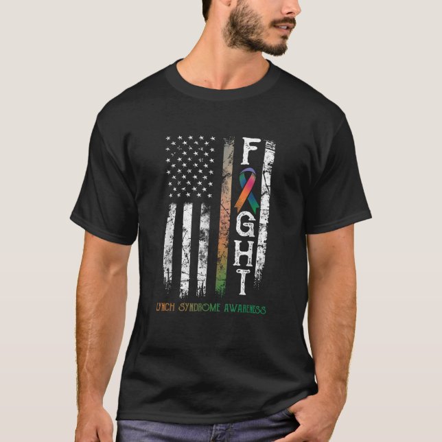Lynch Syndrome Warrior US Flag T-Shirt (Front)