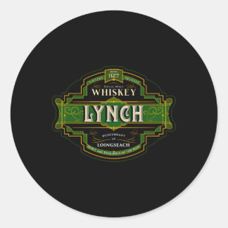 Lynch Whiskey Old Irish Family Names Whisky Brands Classic Round Sticker