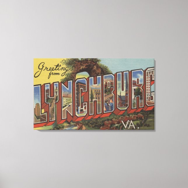 Lynchburg, Virginia - Large Letter Scenes Canvas Print (Front)