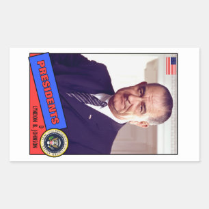 Lyndon B. Johnson Baseball Card Rectangular Sticker