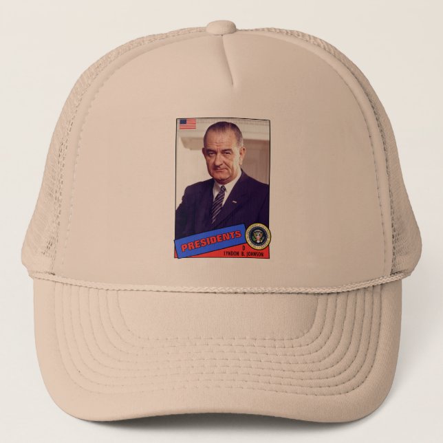 Lyndon B. Johnson Baseball Card Trucker Hat (Front)