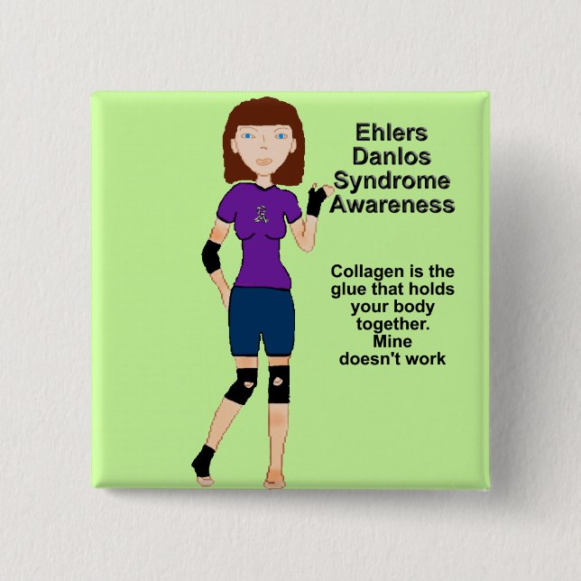Lyndon Ehlers Danlos Syndrome Awareness button (Front)