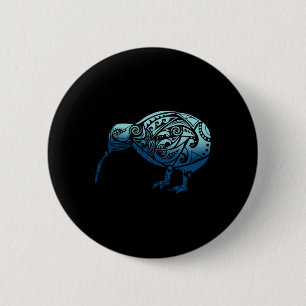 Lynesia Maori Kiwi Bird Ocean Blue New Zealand  6 Cm Round Badge