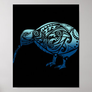 Lynesia Maori Kiwi Bird Ocean Blue New Zealand  Poster