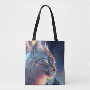 Lynx Animal Portrait Painting Wildlife Outdoors Tote Bag