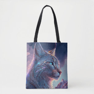 Lynx Animal Portrait Painting Wildlife Outdoors Tote Bag