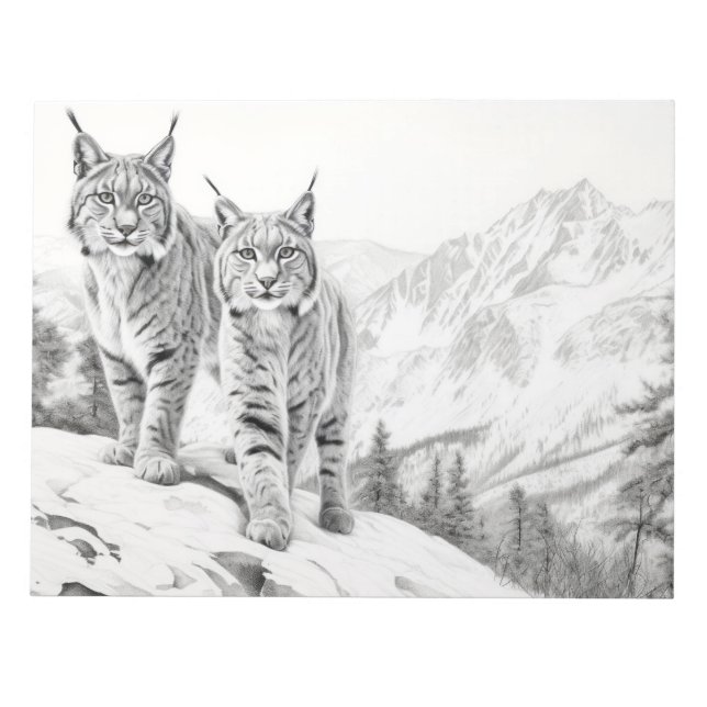 Lynx Animal Predator Wild Nature Ink Sketch Style Notepad (Front)
