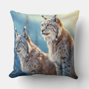 Lynx Animal Wildlife Wilderness Colourful Wall Art Cushion