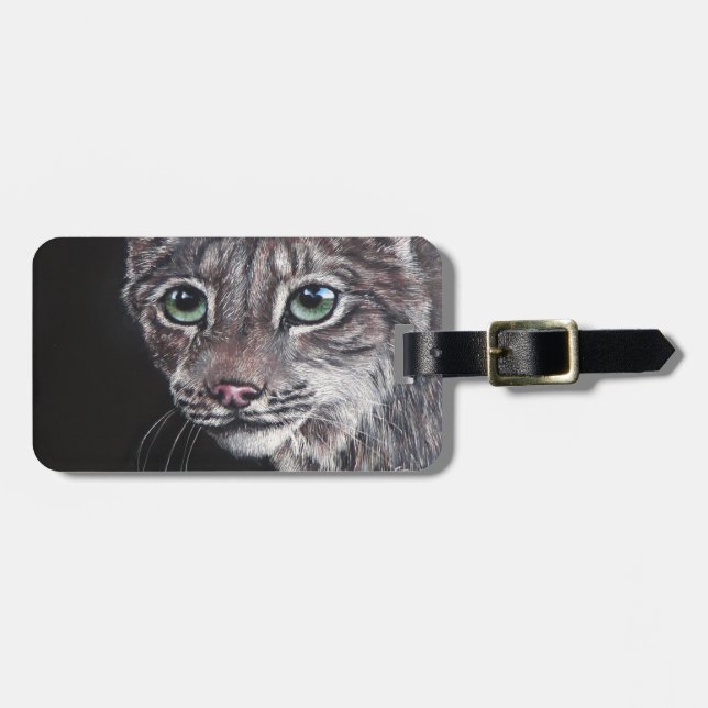 Lynx at night luggage tag (Front Horizontal)