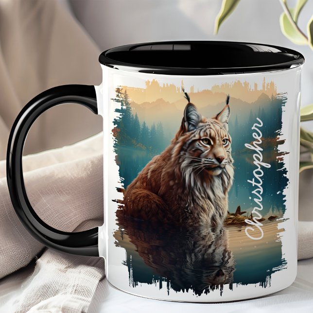 Lynx by Mountain Lake Reflection Mug (Creator Uploaded)