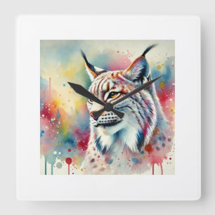 Lynx in the Light 300724AREF105 - Watercolor Square Wall Clock